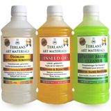 Terlans Yağlı Boya Seti Yardımcı Malzemeler 3x500ml Kokusuz Terebentin - Keten Yağı - Boya Fırça Temizleyici