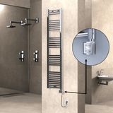 Terma Haiti Elektrikli Havlupan 400X1800 Düz Krom (Ktx3 Termostat) 300 Watt Spiral Kablolu - 40 x 180