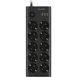 Termal Akım Korumalı 10'lu Priz, 3x Usb, 1x Type-C Giriş, Isıya Dayanıklı, Grup Priz, Çoklu Uzatma Kablo, Siyah, Ftr-14