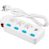 Termal Akım Korumalı 2500W 10 Amper 3 Lü Priz 1.5 Metre Uzatma Kablosu Çoklu Priz 2 USB Çocuk Korumalı