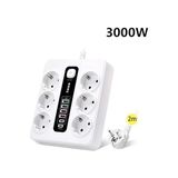 Termal Akım Korumalı 3000W 3.6 Amper 6 Lı Priz 2 Metre Uzatma Kablosu Çoklu Priz 4 USB 2 Type C Pd Girişli Hızlı Şarj Istasyonu - 1 Adet - Ahşap