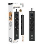 Termal Akım Korumalı 3'lü Priz, Çoklu Priz, Çocuk Korumalı ve Isıya Dayanıklı Yapı, 3x Priz Girişi, 3x Usb Girişi, 1x Type-C Girişi, 2 Metre Uzatma Kablosu