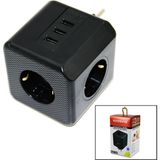 TERMAL AKIM KORUMALI 3X PRİZ 3X USB DUVAR TİPİ PRİZ SİYAH 10A - 2500W
