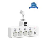 Termal Akım Korumalı 4'Lü Duvar Tipi Priz 2X Usb 2X Type-C Çıkışlı Grup Priz Çoğaltıcı Beyaz (2500W)