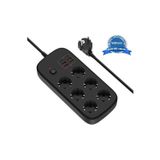 Termal Akım Korumalı 6'Lü Priz 4X Usb 2X Type-C Çıkışlı Grup Priz Çoğaltıcı (3500W) Siyah