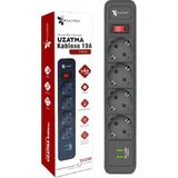 Termal Akım Korumalı Isıya Karşı Dayanıklı 4'lü Priz Kablo Uzunluğu 2 mt 2xusb