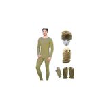 Termal İçlik Takımı Polar Bere Boyunluk Eldiven Havlu Çorap Seti (haki/L)