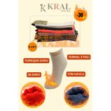 Termal Ozellikli 2X Korumali (5 Cıft) Asorti Renkli Kadin Kislik Havlu Patik Corap