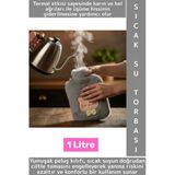 Termal Yapı Karın Bel Eklem Ağrı Sevimli Papyonlu Kedi Figür Yumuşak Peluş Sıcak Su Torbası 1 Litre