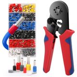 Terminal Sıkma Pensesi, 0.25-10mm², AWG 23-7 Tel Sıkıştırıcı, 1200 Adet İzoleli Kablo Yüksük Hediyeli, Dayanıklı Çelik Gövde ve Kolay Kullanım, Ev Ofis İş Yeri ve Sanayi İçin Kablo Sıkıştırma Seti
