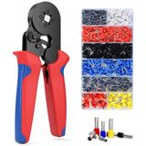 Terminal Sıkma Pensesi, 0.25-10mm², AWG 23-7 Tel Sıkıştırıcı, 1200 Adet İzoleli Kablo Yüksük Seti Hediyeli, Dayanıklı Çelik Gövde, Kolay Kullanım, Ev Ofis İş Yeri ve Sanayi İçin Kablo Sıkıştırma Seti