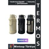 #Termos Gündelik Ofis Kamp Outdoor Piknik Sızdırmaz Kapaklı Çift Katmanlı Vakumlu Mug Termos 2000 Ml