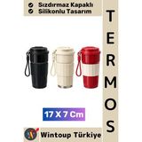 #Termos Kamp Outdoor Günlük İş Yeri Ofis Piknik Sızdırmaz Kapaklı Silikonlu Termos Bardak 17 X 7 Cm