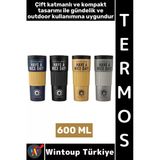#Termos Kamp Outdoor Piknik Ev Ofis Gündelik Hediyelik Şık Detaylı Çift Katmanlı Mug Termos 600 Ml