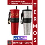 #Termos Kamp Outdoor Piknik Gündelik Sızdırmaz Kapaklı Çift Katmanlı Vakumlu Termos Bardak 22 X 7 Cm