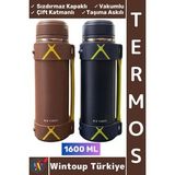 #Termos Kamp Outdoor Piknik Sızdırmaz Kapaklı Çift Katmanlı Vakumlu Taşıma Askılı Mug Termos 1600 Ml