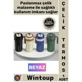 #Termos Lüks Isı Sıcak Soğuk Sızdırmaz Akıllı Matara Dijital Göstergeli Kulplu Beyaz Çelik Termos