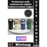 #Termos Lüks Isı Sıcak Soğuk Sızdırmaz Akıllı Matara Dijital Göstergeli Kulplu Siyah Çelik Termos