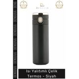 #Termos Paslanmaz Çift Katmanlı Vakum İzolasyonlu Sızdırmaz Mat 304 Matara Çelik Termos Siyah