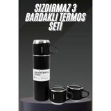 Termos Seti Paslanmaz Çelik 3 Bardaklı Vakumlu Termos Set 500 ml 12 Saate Kadar Isı Koruma