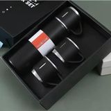 Termos Seti, Paslanmaz Çelik Termos 500ml, 2 Fincan ile, Seyahat Seti, Siyah