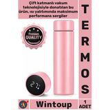 #Termos Sızdırmaz Vakumlu Akıllı Led Ekranlı Dijital Sıcaklık Göstergeli Outdoor Çelik Termos Pembe
