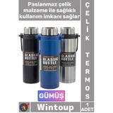 #Termos Yalıtımlı Sızdırmaz Sağlam Kamp Outdoor Soğuk Sıcak Taşıma Kulplu Çelik Termos 800 Ml Gümüş