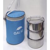 Termoslu Çanta Hediyeli 3lü Çelik Sefer Tası 2-3 Kişilik 14cm Isı Koruyan Taşıma Çantası + Sefertası