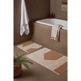 Terra Geometrik 2’li Banyo & Klozet Paspas Takımı - Kahverengi