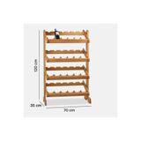 terra ws Doğal Ahşap 24’lü Şarap Standı Masif Rustik Raf 70 x 120 x 35 cm