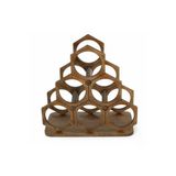 Terra Ws Doğal Ahşap 6 Lı Petek Şarap Standı Masif Rustik Raf 32 X 32 X 14 Cm