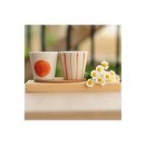 terraco ceramic El yapımı seramik çizgili shot espresso fincanı ikili mug