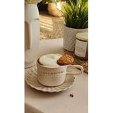 Terraco El Yapımı Seramik Kupa Good Morning Yazılı Terra No:4 1 Parça Beyaz Desenli - 220 ml