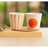 Terraco El Yapımı Seramik Shot Espresso Fincanı Ikili Mug - Beyaz - Turuncu