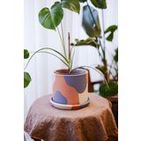 Terracotta Silindir Saksı+Tabak • Lilanın Tonları (Küçük)