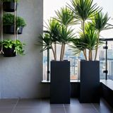 TerraGuard Demonte Dikey Metal Saksı 70x32x32cm Paslanmaz Büyük Saksı İç ve Dış Mekan (Beyaz)