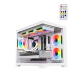 Terranova Kumandalı 6 ARGB Fanlı Nova Beyaz Midi Tower Cam Panel Gaming Oyuncu Bilgisayar Kasası (Beyaz)