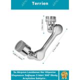 Terrien Home Serisi Metal Görünümlü 2 Modlu 360 Derece Dönebilen Pratik Mutfak Banyo Akrobat Musluk Başlığı