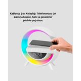 Terrien Kablosuz Şarjlı LED Masa Lambası Çalar Saat ve Beyaz Gürültü Özellikli - Çok Renkli