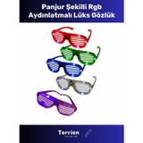 Terrien Limited Edition Metalize Panjur Şekilli Kaliteli Esnek Parlak Camsız Şık Parti Gözlüğü 6 Renk 15x6