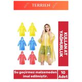 Terrien Özel Üretim Kullan At Su Geçirmez Sızdırmaz 0,2mm Kalınlık Tek Kullanımlık 10 Adet Yağmurluk