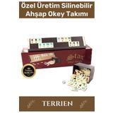 Terrien Premium Antibakteriyel Kir Tutmayan Çizilmeye Dayanıklı Silinebilir Gold Ahşap Ev Kafe Okey Takımı