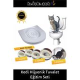 Terrien Premium Seri Klozet Alıştırma Kapağı Kum Kabı Wc Yavru Yetişkin Kedi Hijyenik Tuvalet Eğitim Seti - 24 cm - 160 x 218 cm