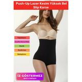 Terrien Premium Seri Özel Şekillendirici Sıkılaştırıcı Iz Yapmaz Toparlayıcı Inceltici Yüksek Bel Slip Korse - Siyah - S/M
