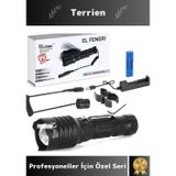 Terrien Premium Seri Şarjlı Profesyonellere Özel Üretim Yüksek Aydınlatma Tasarruflu Av Kamp Tüfek Feneri