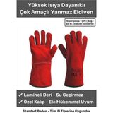 Terrien Premium Serisi Yanmaz Isıya Dayanıklı Eldiven Kaynak Yangın Için Su Geçirmez Çok Amaçlı Deri Eldiven - Tek Ebat - 0-Lacivert - 10