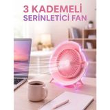 Terrien Rgb Işıklı 3 Kademeli USB Şarjlı Masaüstü Vantilatör - Çok Renkli