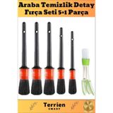 Terrien Smart Seri Özel Üretim Araba Temizlik Detay Fırçası 5+1 Set Uzun Kıllı Farklı Alanlarda Kullanım