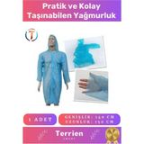 Terrien Smart Seri Pratik Tek Kullanımlık Unisex 1 Adet Su Geçirmez Kapüşonlu Çıtçıtlı Standart Yağmurluk