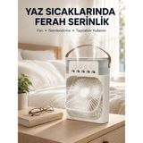 Terrien Taşınabilir 3'ü 1 Arada Mini Fan | Nemlendirici + Soğutucu + Gece Lambası Yeni Nesil - Çok Renkli